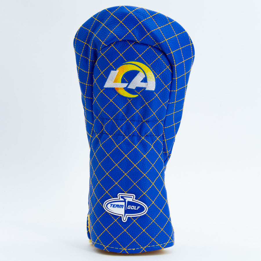 Los Angeles Rams solid quilted driver cover, back view