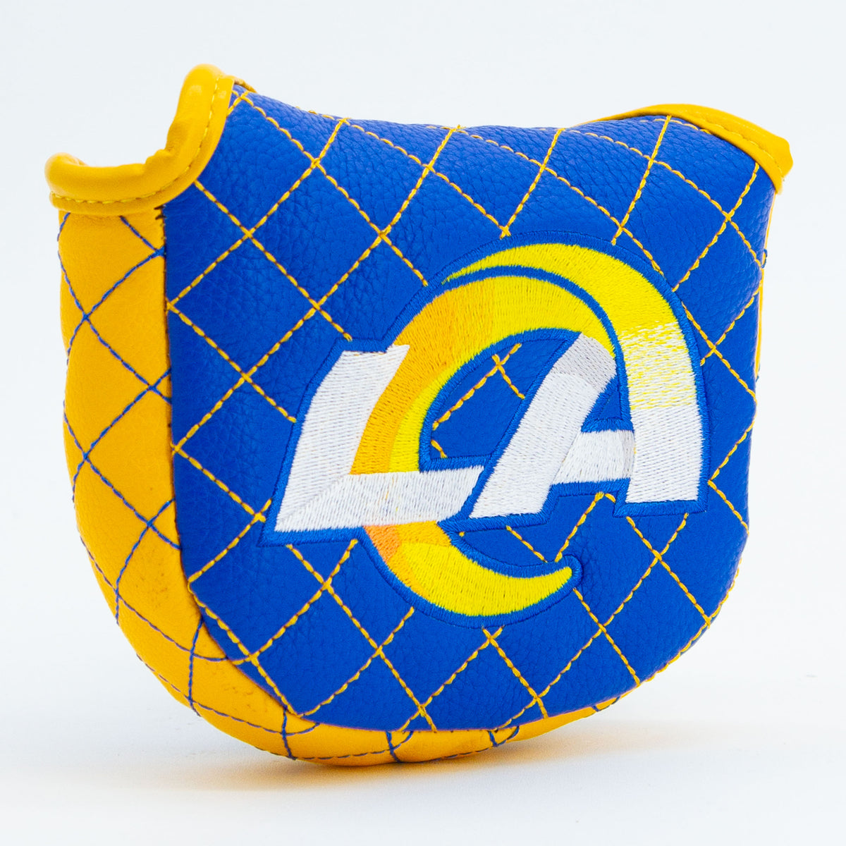 Los Angeles Rams Solid Mallet Putter quilted headcover, angled view