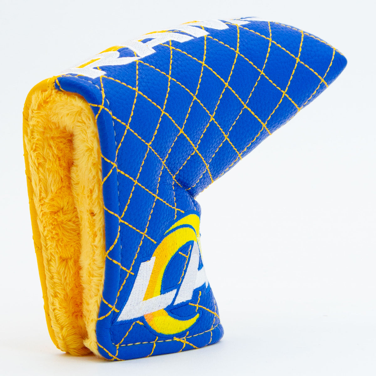 Los Angeles Rams Split Blade Putter quilted headcover, opening detail