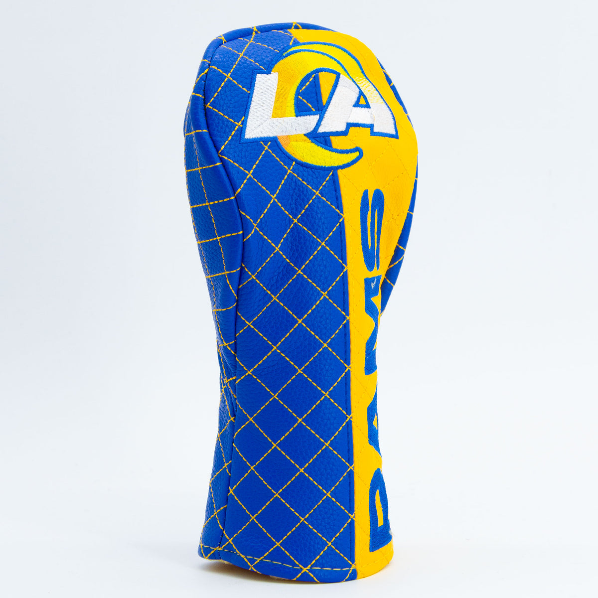 Los Angeles Rams Split Fairway quilted headcover, angled view