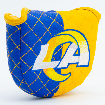 Los Angeles Rams Split Mallet Putter quilted headcover, angled view