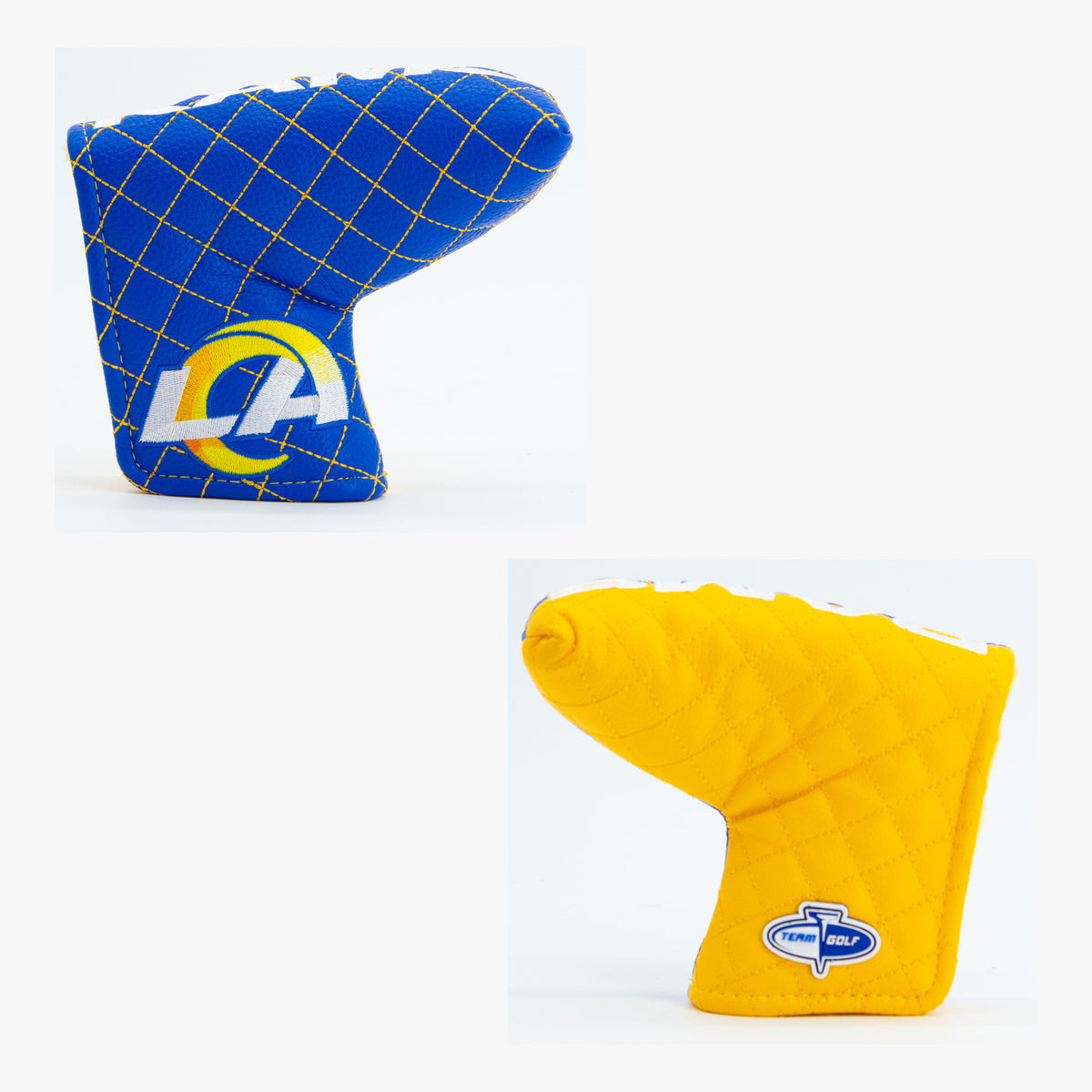 Los Angeles Rams Split Quilted Blade Putter Cover, front and back views