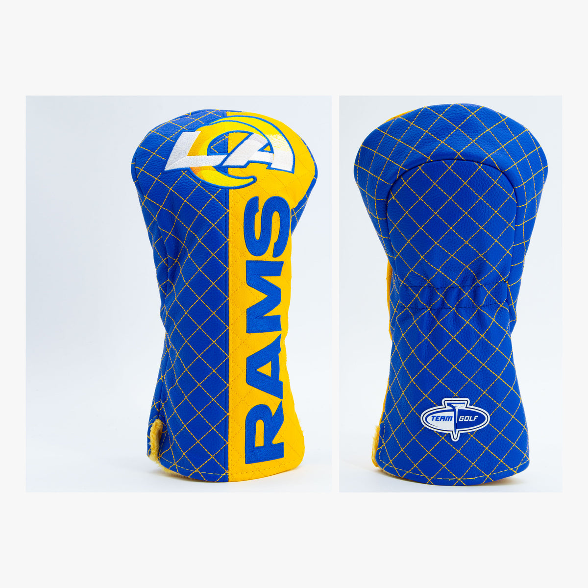 Los Angeles Rams Split Quilted Driver Headcover, front and back views