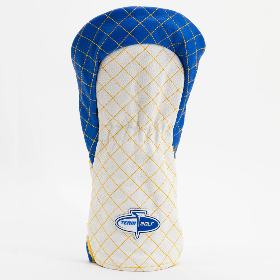 Los Angeles Rams striped quilted driver cover, back view