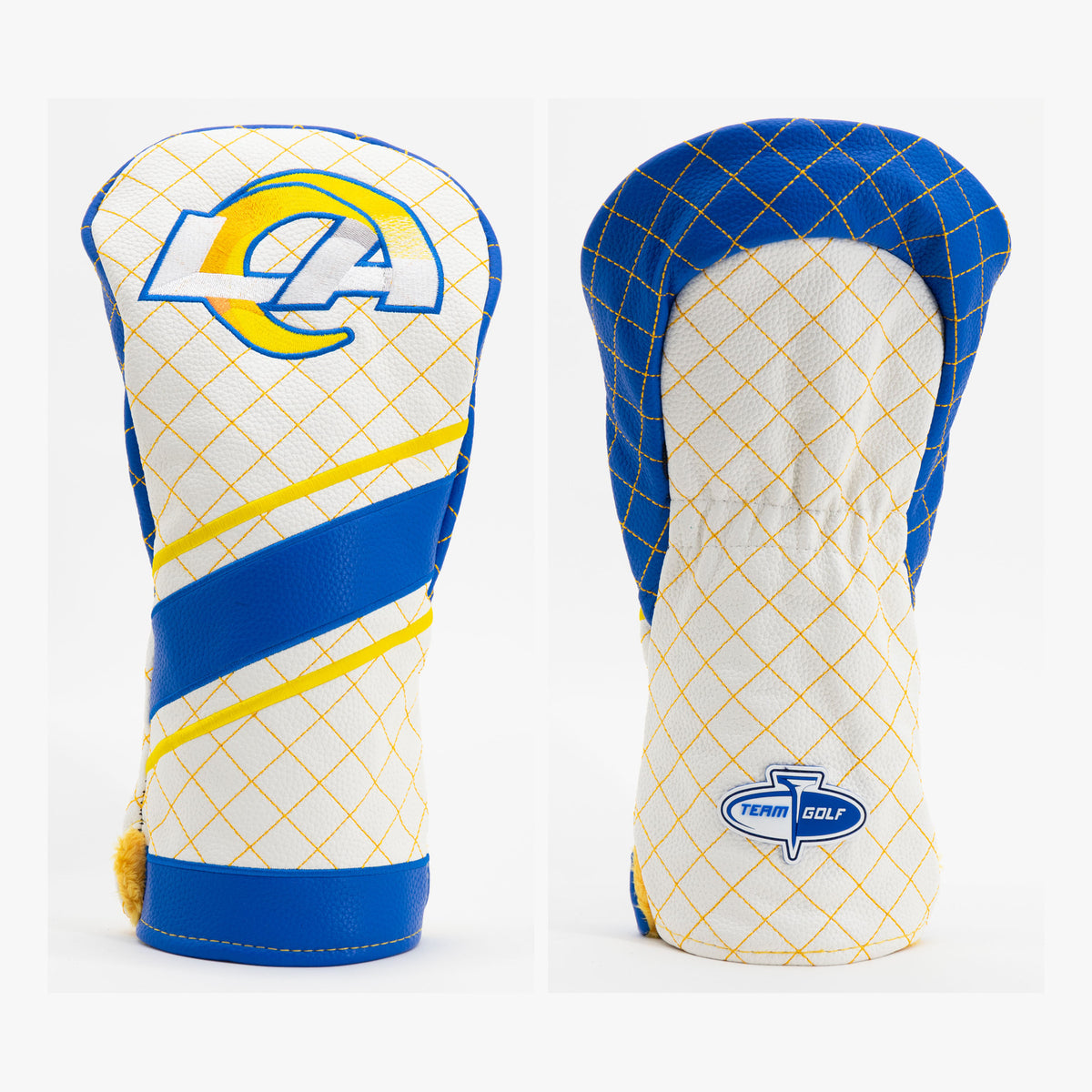 Los Angeles Rams Striped Quilted Driver Headcover, front and back views