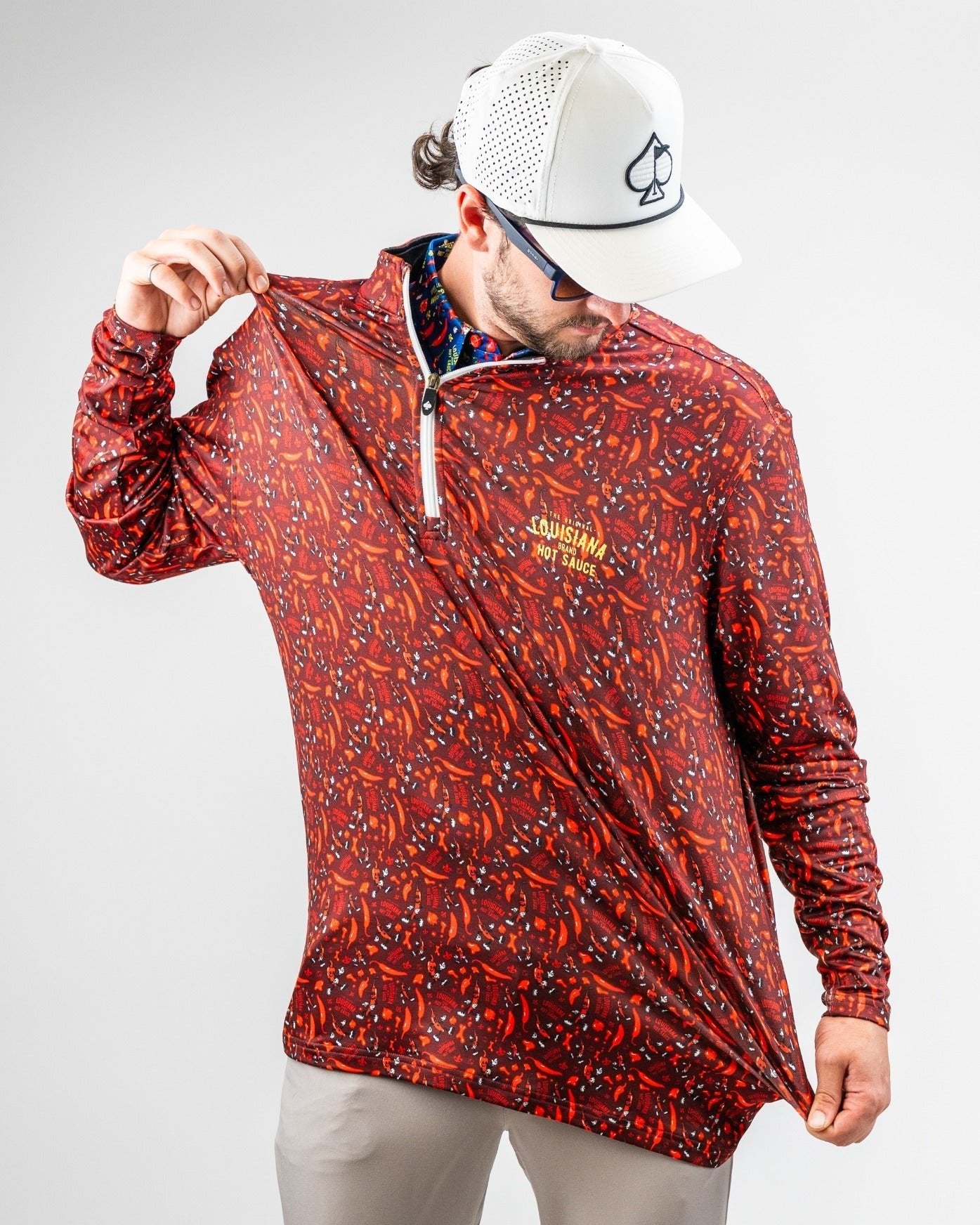 Louisiana Hot Sauce - Dancing Peppers Performance Pullover - S - Club Rehab