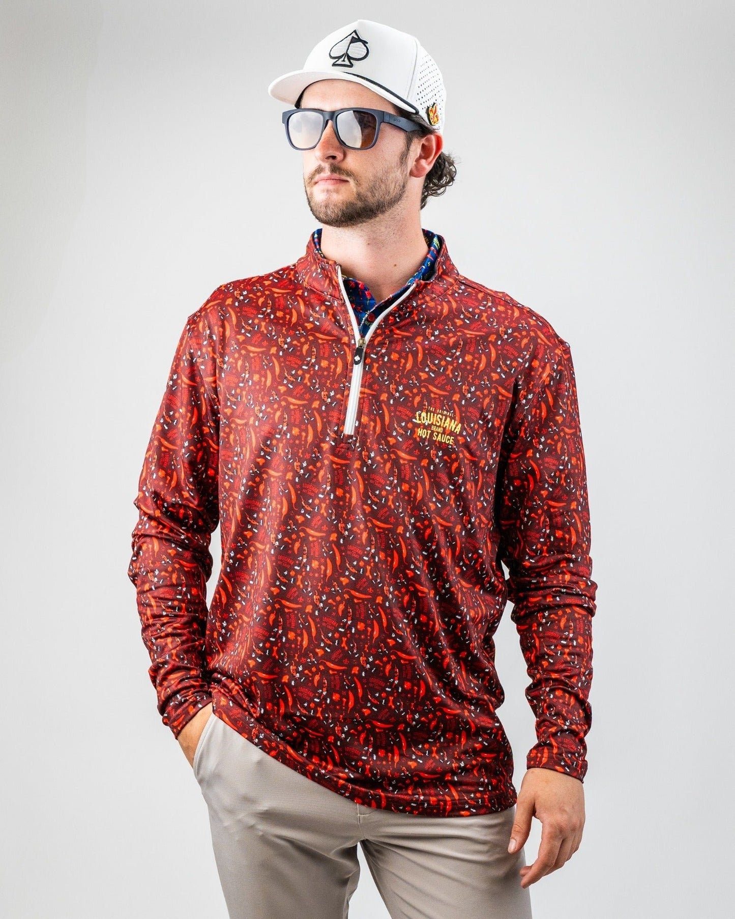 Louisiana Hot Sauce - Dancing Peppers Performance Pullover - S - Club Rehab