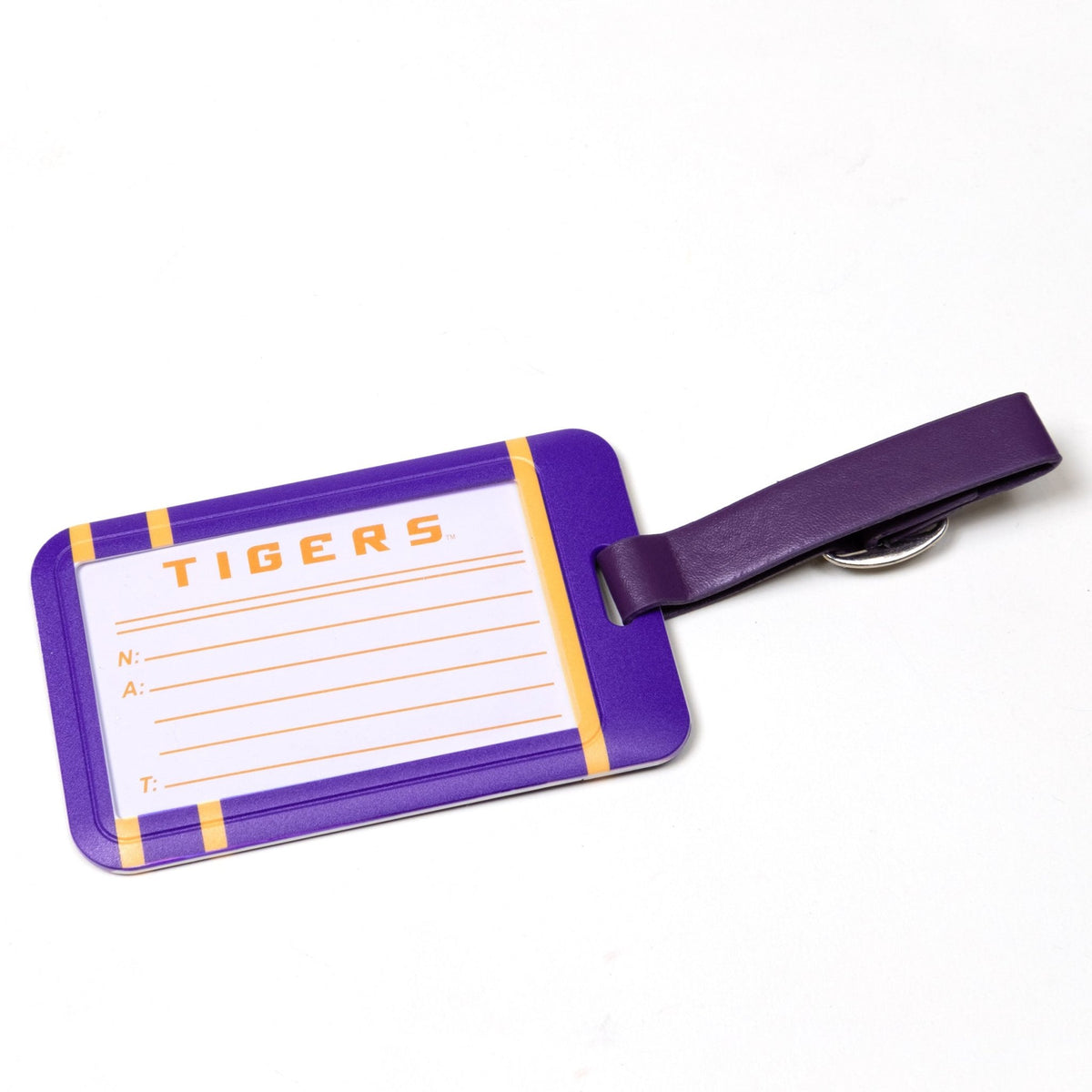LSU Tigers plastic golf bag tag by Team Golf, product photo 2