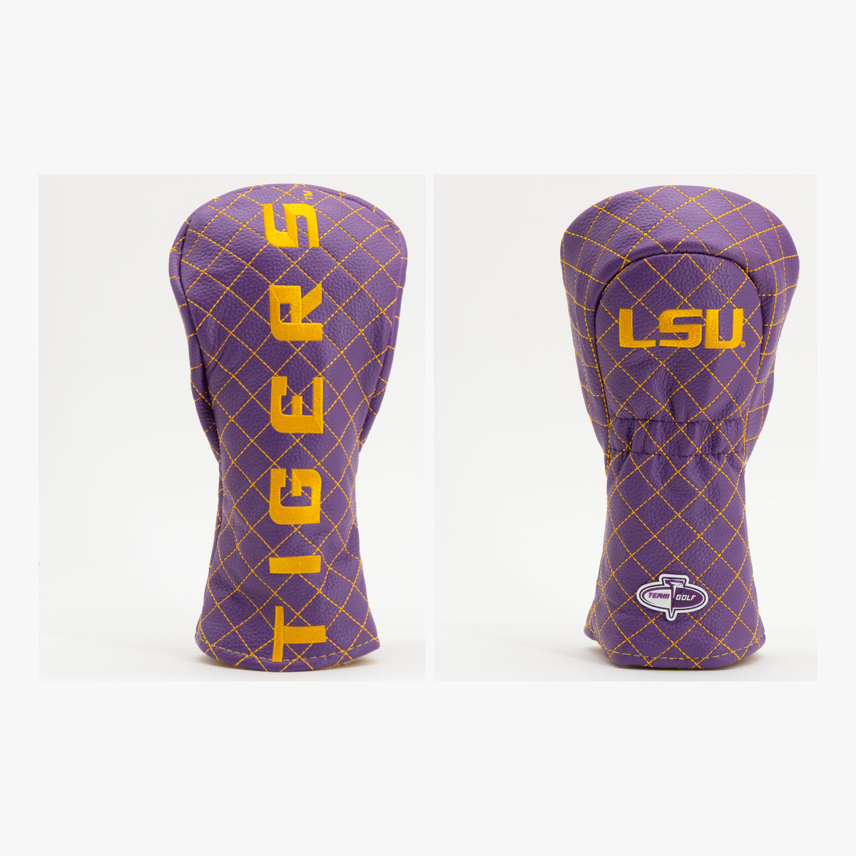 LSU Tigers Solid Quilted Fairway Headcover, front and back views