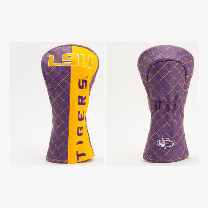 LSU Tigers Split Quilted Fairway Headcover, front and back views