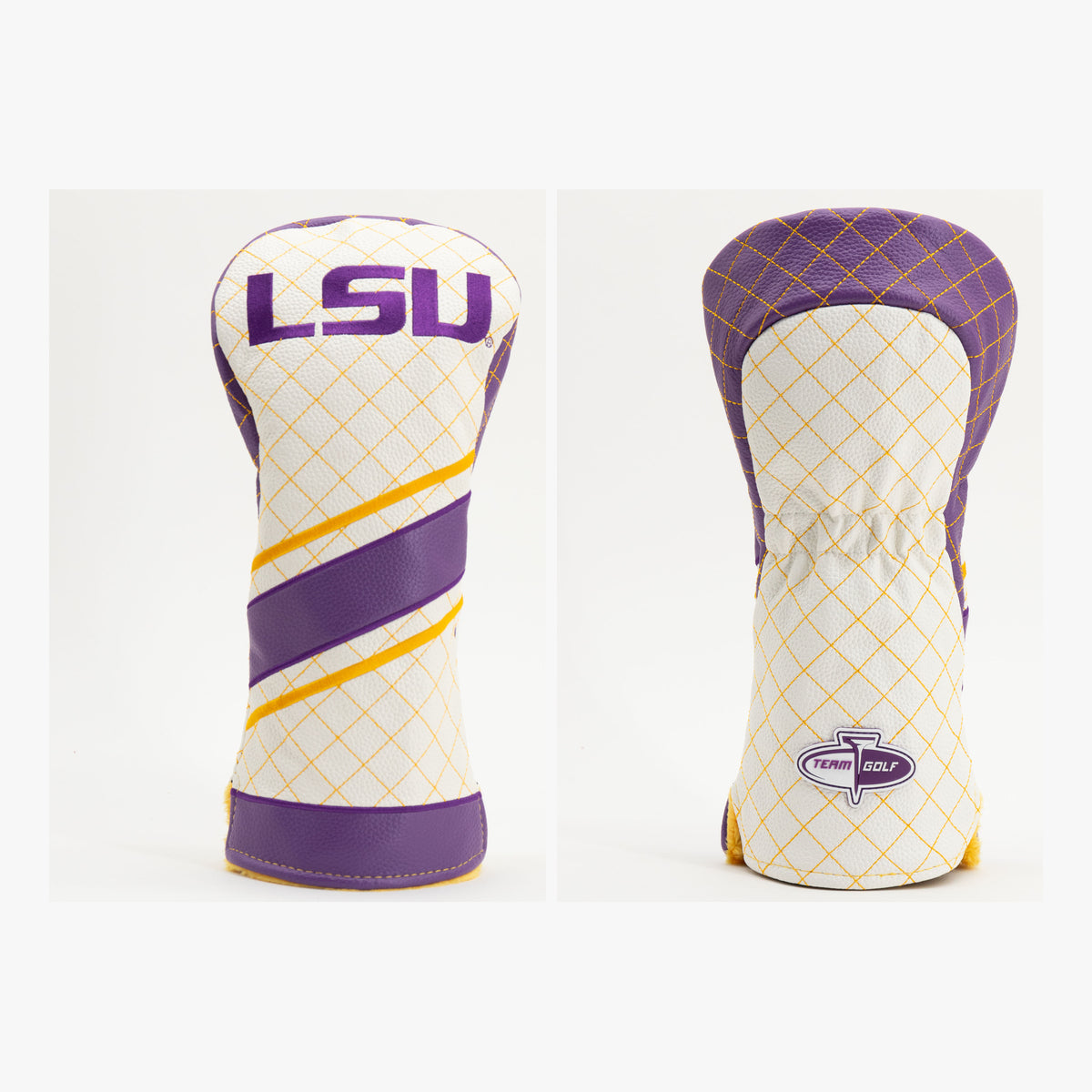 LSU Tigers Striped Quilted Driver Headcover, front and back views