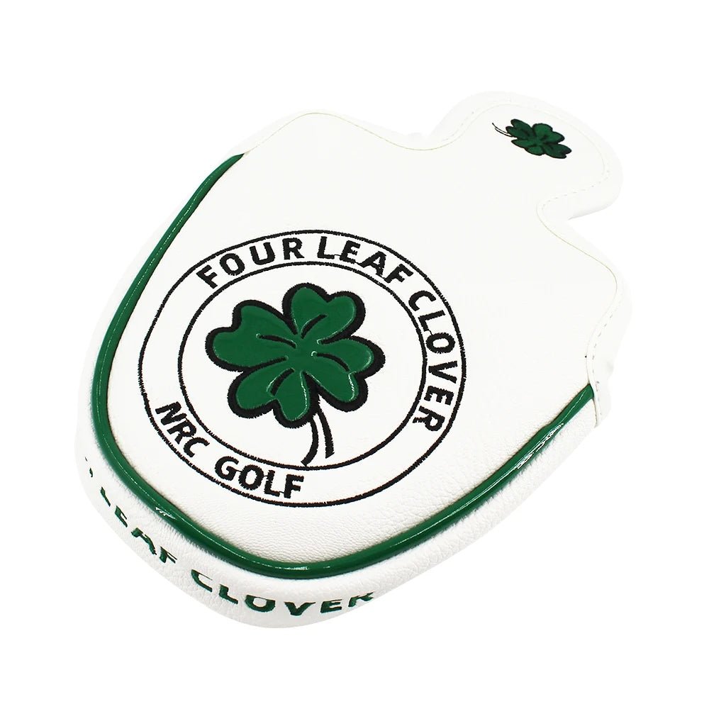 Lucky Charm Four Leaf Clover Golf Putter Cover: Swing with Fortune - Club Rehab - HeadcoverBlade Cover: Striking WhiteLucky Charm Four Leaf Clover Golf Putter Cover: Swing with Fortune