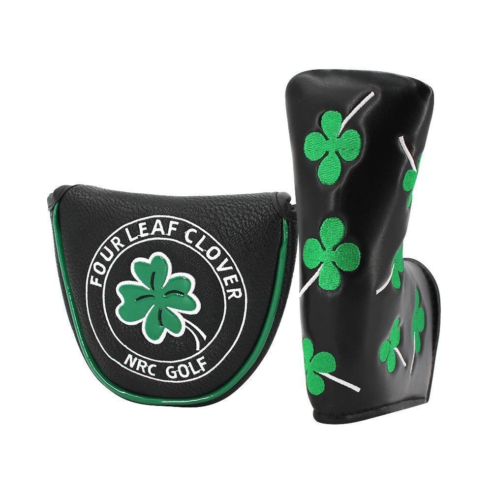 Lucky Charm Four Leaf Clover Golf Putter Cover: Swing with Fortune - Club Rehab - HeadcoverBlade Cover: Striking WhiteLucky Charm Four Leaf Clover Golf Putter Cover: Swing with Fortune