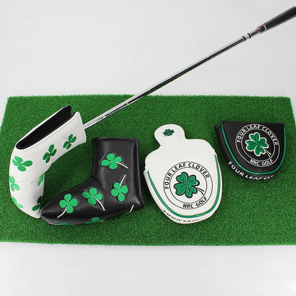 Lucky Charm Four Leaf Clover Golf Putter Cover: Swing with Fortune - Club Rehab - HeadcoverBlade Cover: Striking WhiteLucky Charm Four Leaf Clover Golf Putter Cover: Swing with Fortune