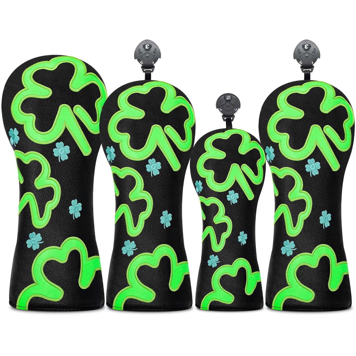 Lucky Clover Golf Headcover Set – Driver, Fairway & Hybrid Covers - Full set (4pcs) - Club Rehab
