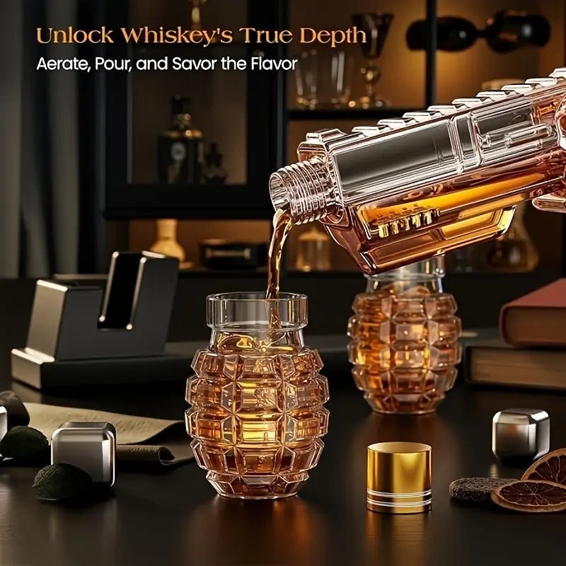 Magnum Revolver Whiskey Decanter Set - Club Rehab