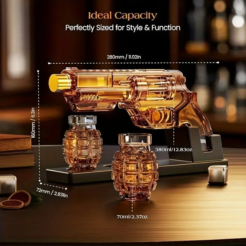 Magnum Revolver Whiskey Decanter Set - Club Rehab