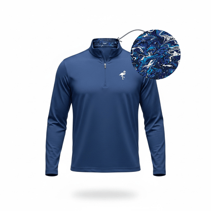 Marble Wave Performance Quarter Zip | Lightweight Unisex Moisture-Wicking Golf Pullover - S - Club Rehab
