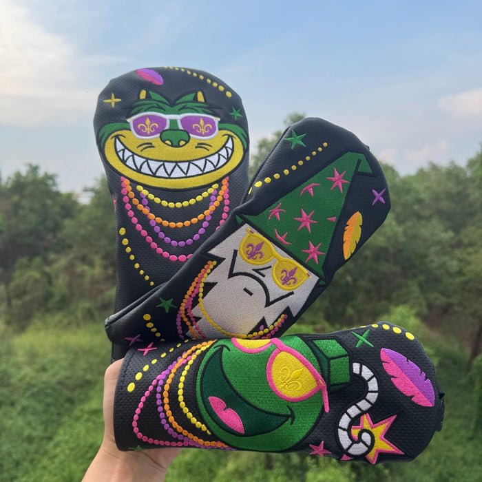 Mardi Gras Mischief Head Covers - Black Driver - Club Rehab