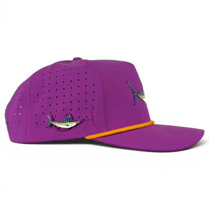 Marlin Golf Hat | Snapback Cap | Built-in Magnetic Ball Marker Holder + Marker Included | Adjustable Purple - Club Rehab