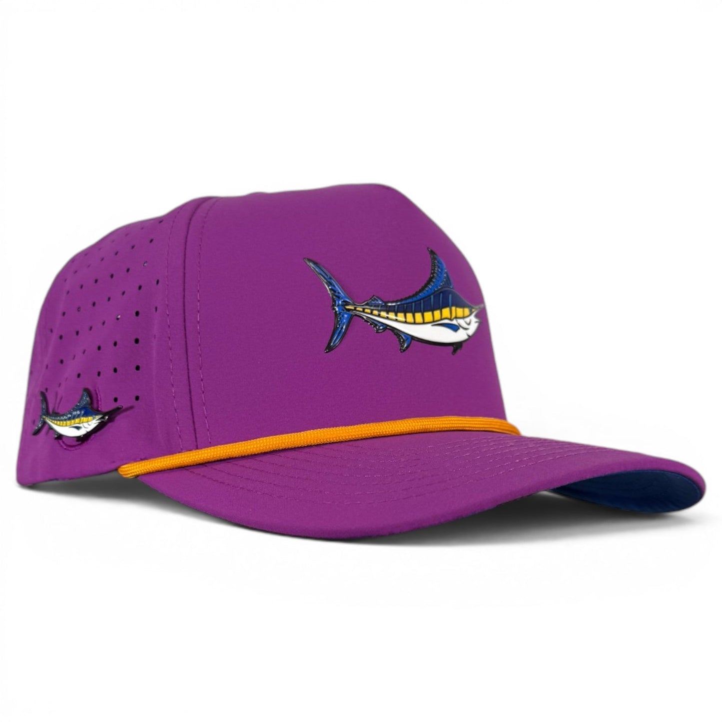 Marlin Golf Hat | Snapback Cap | Built-in Magnetic Ball Marker Holder + Marker Included | Adjustable Purple - Club Rehab