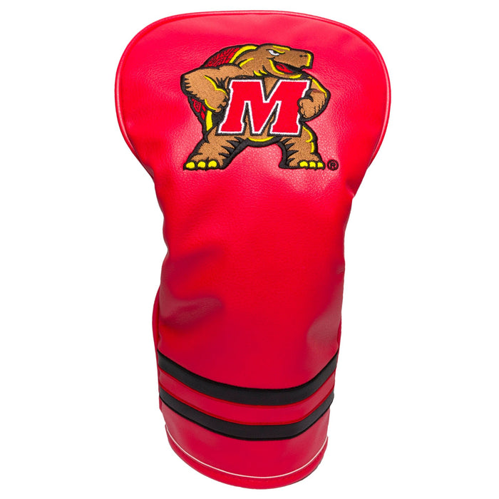 Red golf club head cover with a bear logo and 'M' on a white background