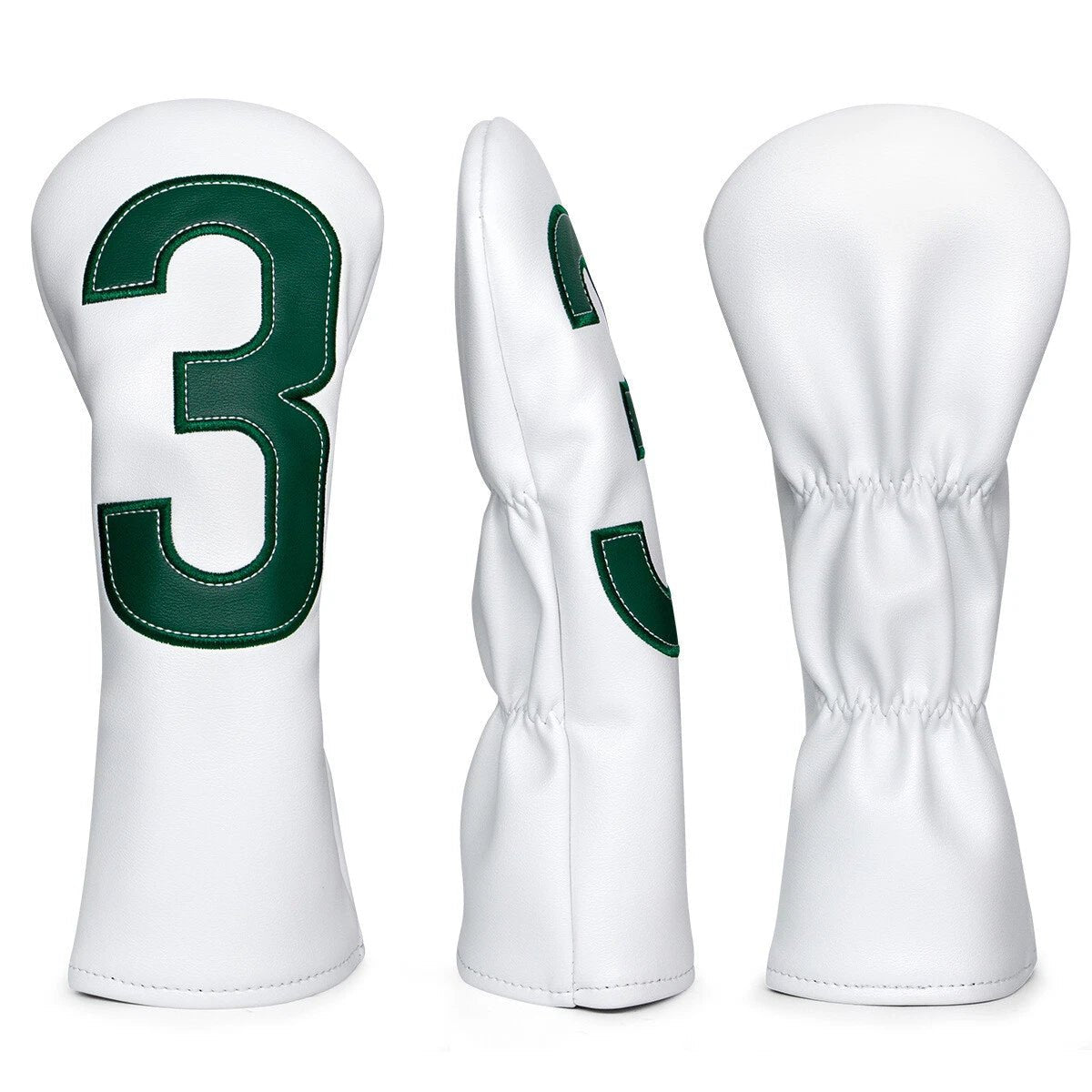 Stitched number 3 on the White fairway headcover