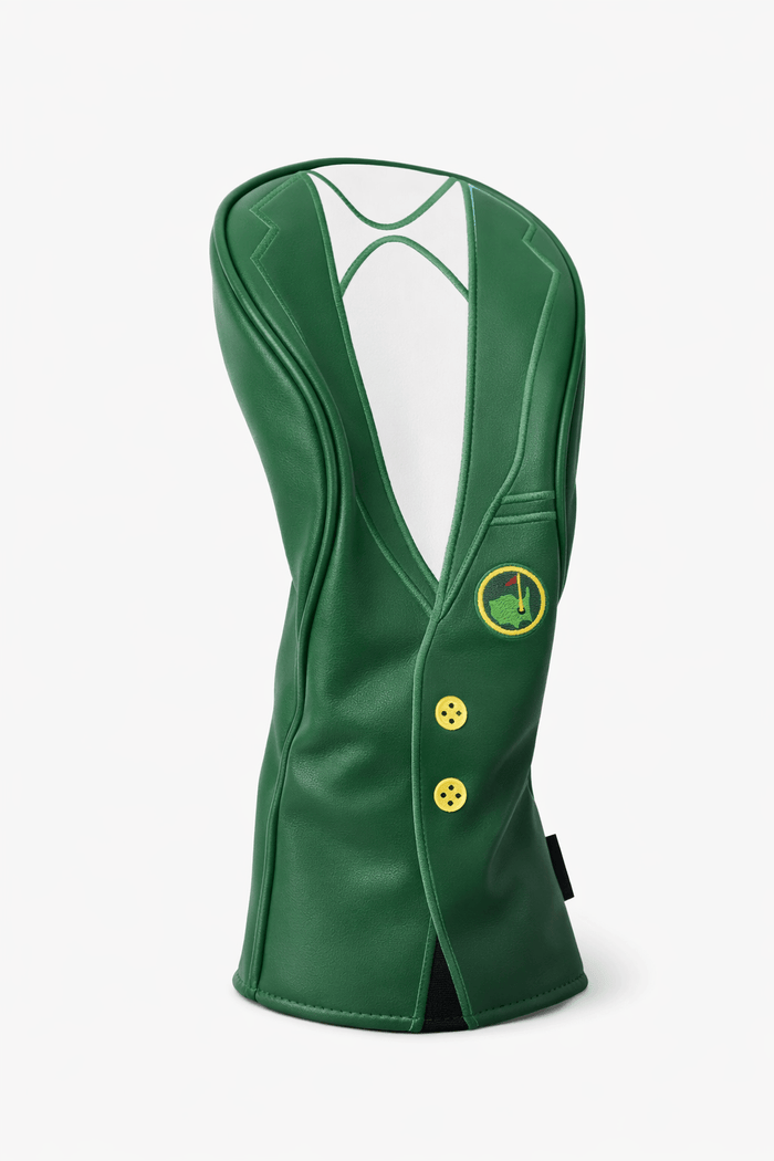 Green vest with a logo and buttons on a white background