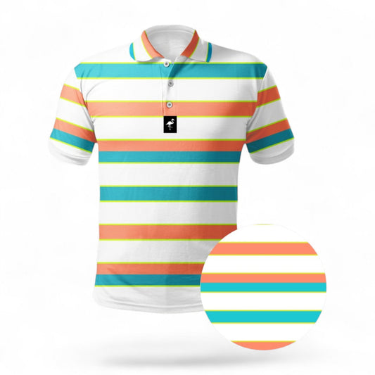 Men's Beach Boardwalk Golf Polo | Performance Stretch Golf Shirt | Moisture-Wicking Athletic Polo - S - Club Rehab