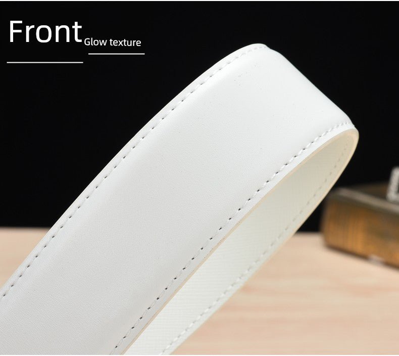 Men’s White Cowhide Belt with Automatic Ratchet Buckle - Club Rehab