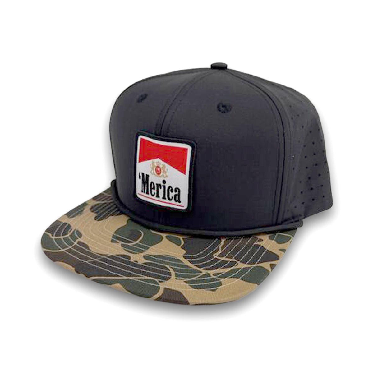'Merica, Carton Full of Freedom Woven Patch Hat - Performance Rope Hat Black / Duck Camo - Club Rehab