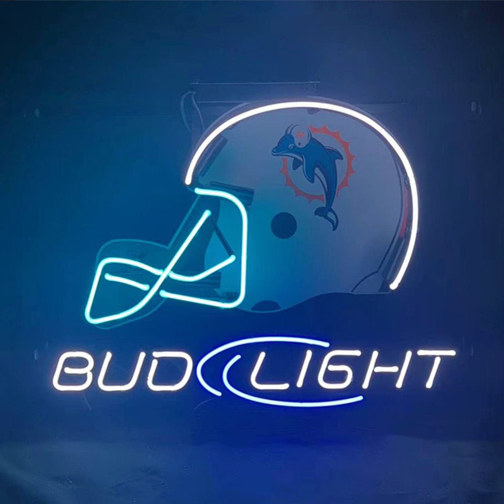 Miami Dolphins Helmet Bud Light Neon Light Sign - Club Rehab