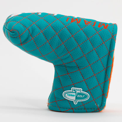 Miami Dolphins Solid Blade Putter quilted headcover, back view