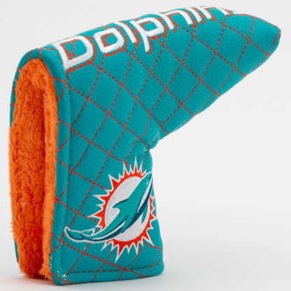 Miami Dolphins Solid Blade Putter quilted headcover, opening detail
