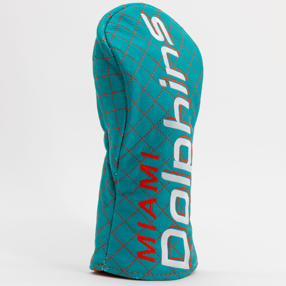 Miami Dolphins Solid Fairway quilted headcover, angled view