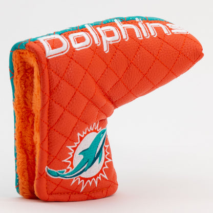 Miami Dolphins Split Blade Putter quilted headcover, opening detail