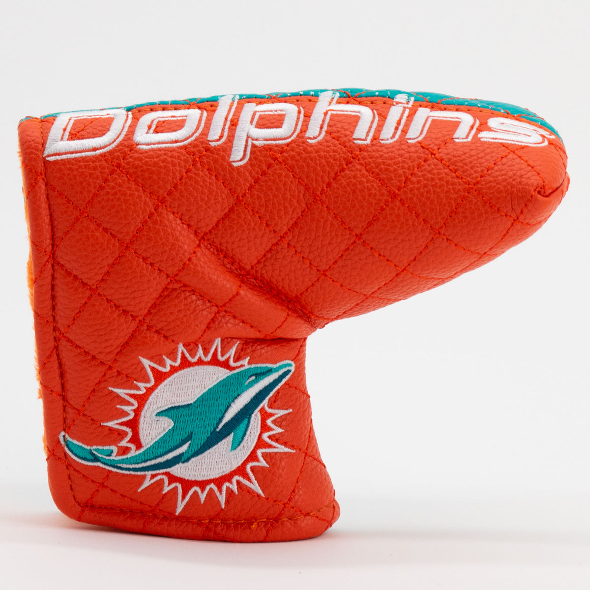 Miami Dolphins Split Blade Putter quilted headcover, front view
