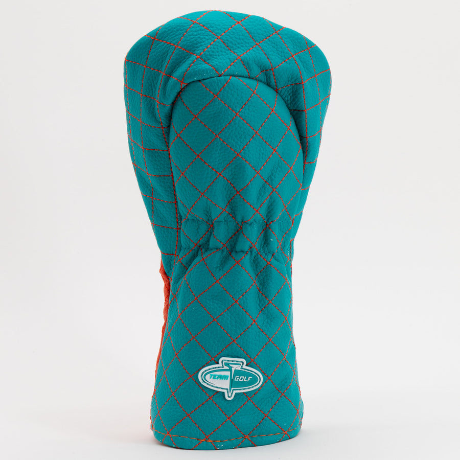 Miami Dolphins split quilted fairway cover, back view