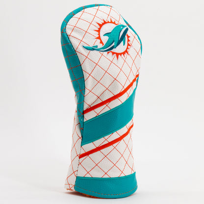 Miami Dolphins Striped Fairway quilted headcover, angled view