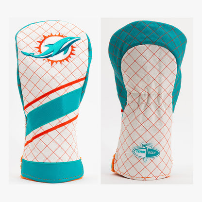 Miami Dolphins Striped Quilted Driver Headcover, front and back views