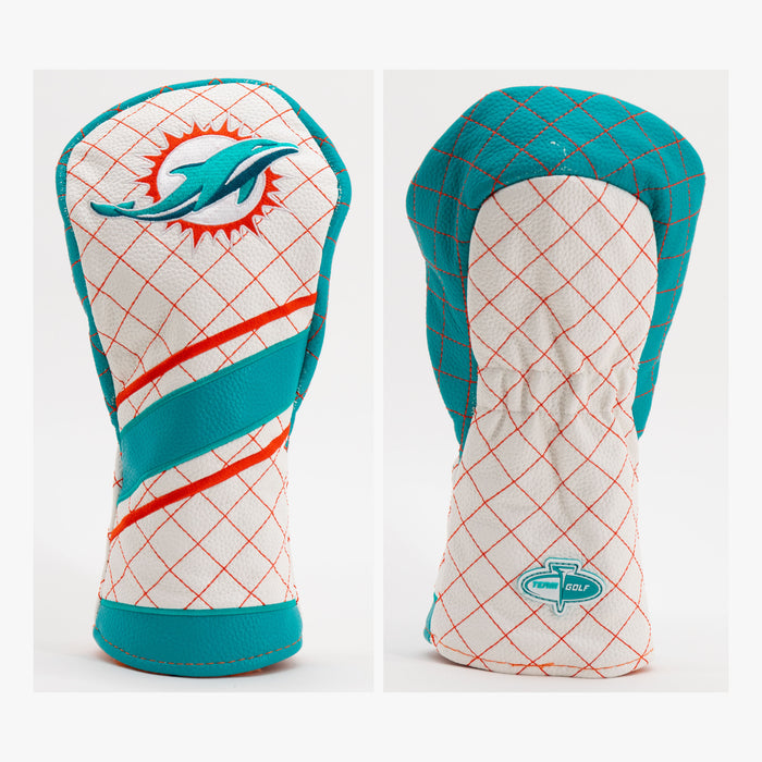 Miami Dolphins Striped Quilted Fairway Headcover, front and back views