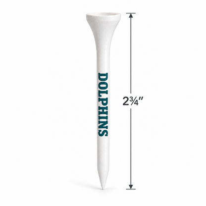 Miami Dolphins golf tee with a 2¾-inch height measurement.