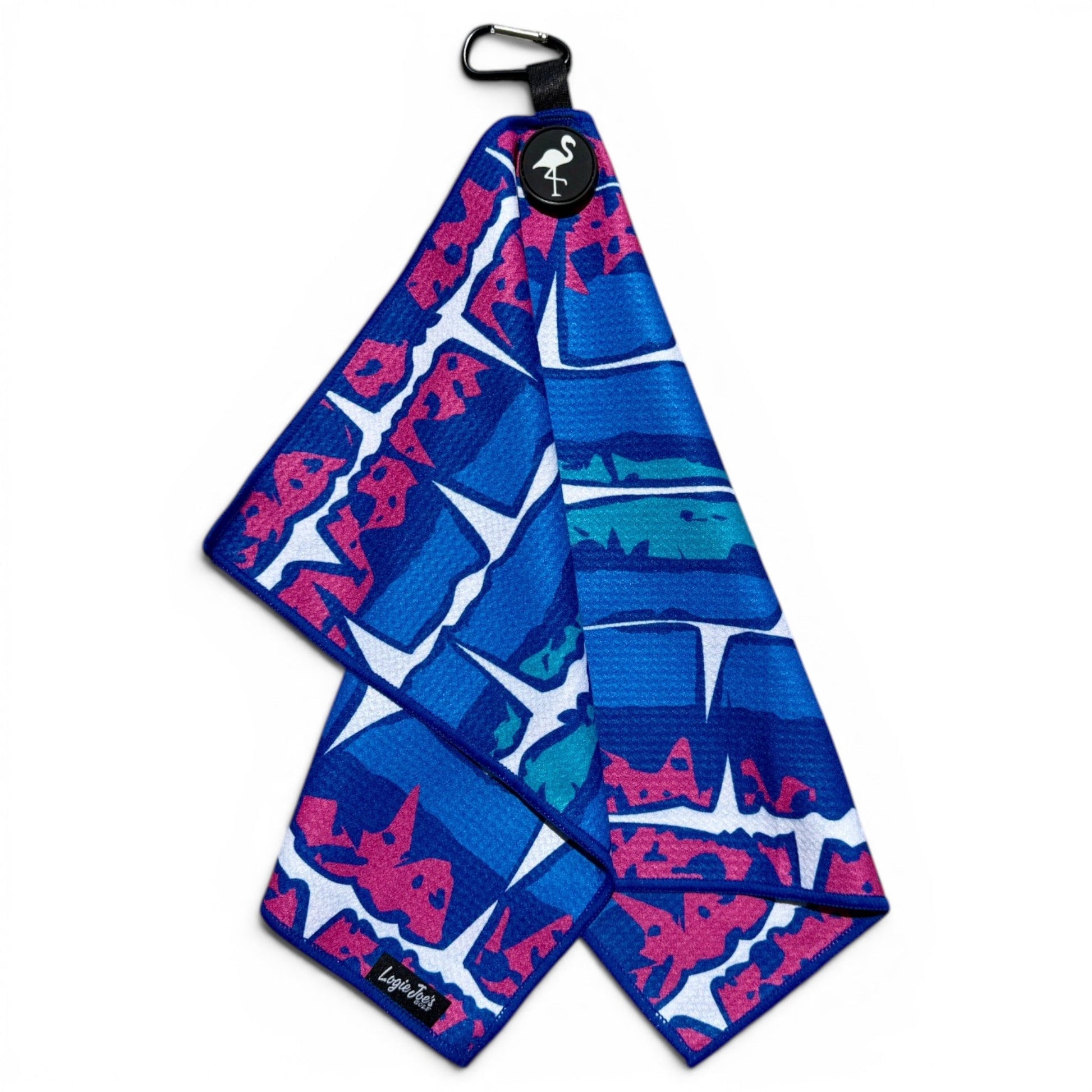 Miami Frequency Golf Towel | 24” x 16” Microfiber Towel | Magnetic Clip & Carabiner | Premium Golf Accessory - Club Rehab