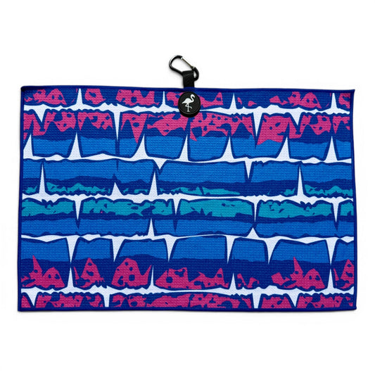 Miami Frequency Golf Towel | 24” x 16” Microfiber Towel | Magnetic Clip & Carabiner | Premium Golf Accessory - Club Rehab
