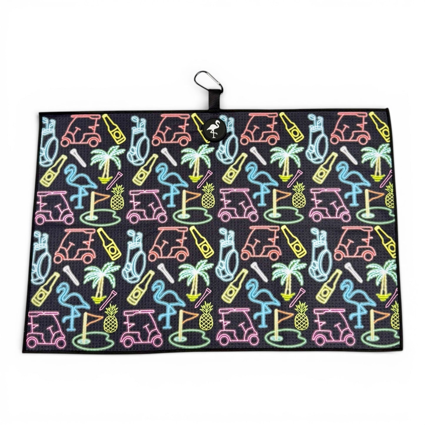 Miami Slice Golf Towel | Premium Double - Sided Microfiber | Heavy - Duty Magnetic Towel with Carabiner Clip | 24 x 16 in - Club Rehab