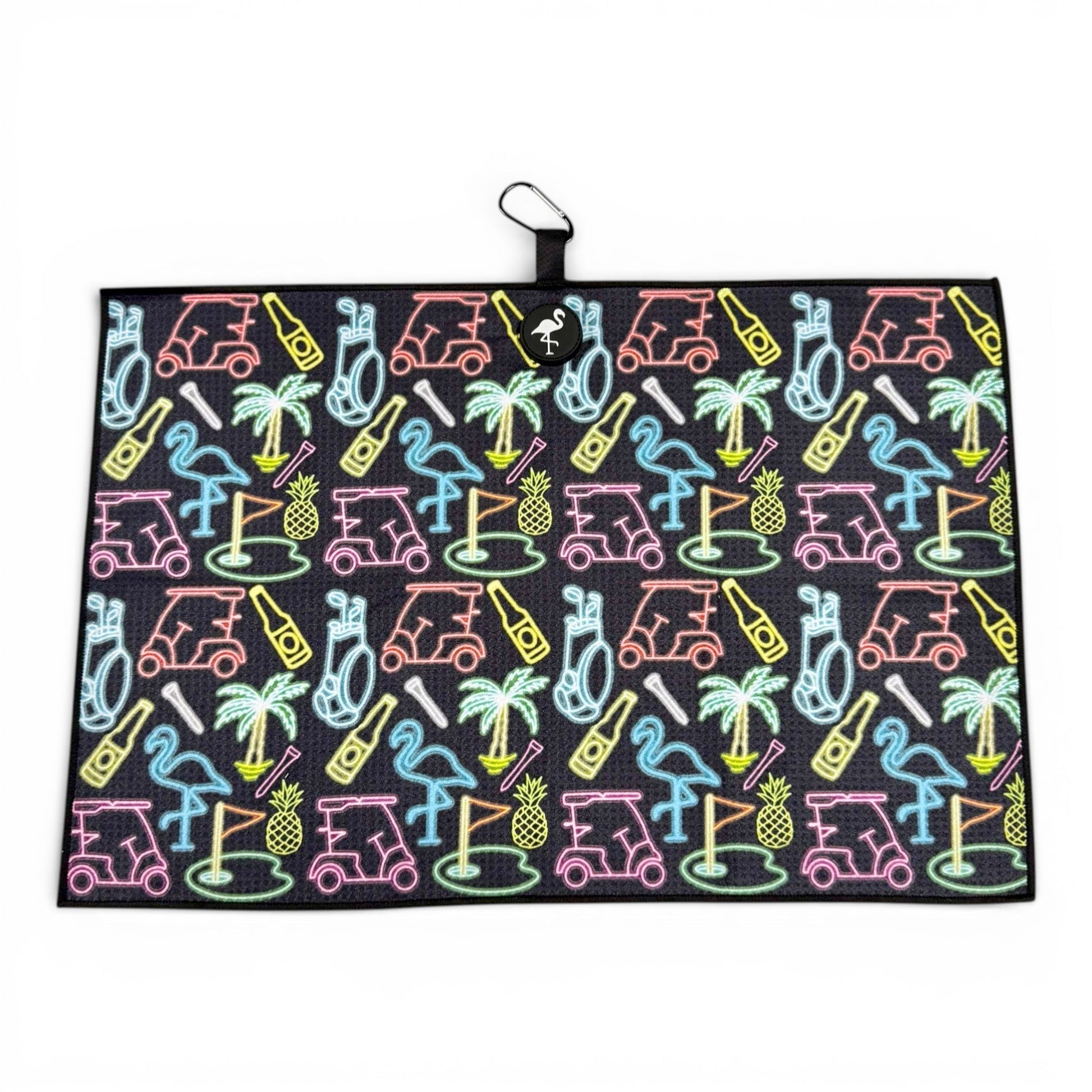Miami Slice Golf Towel | Premium Double - Sided Microfiber | Heavy - Duty Magnetic Towel with Carabiner Clip | 24 x 16 in - Club Rehab