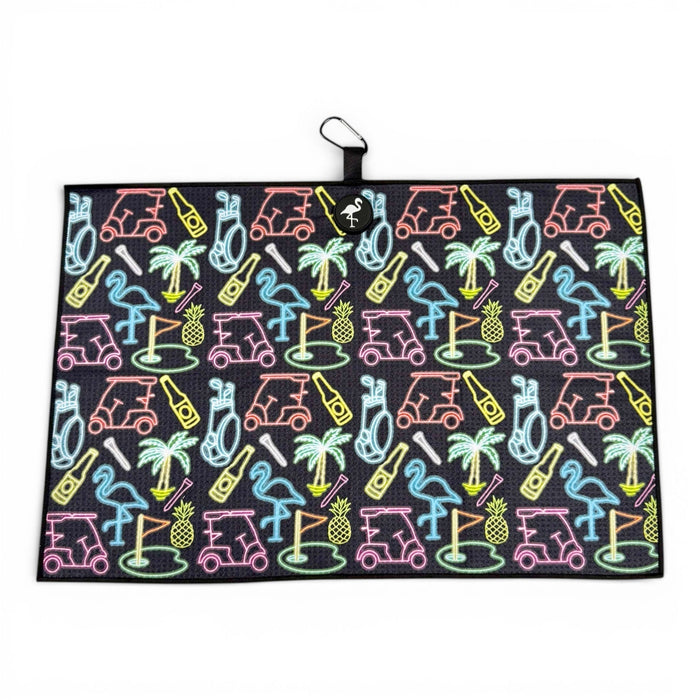 Miami Slice Golf Towel | Premium Double - Sided Microfiber | Heavy - Duty Magnetic Towel with Carabiner Clip | 24 x 16 in - Club Rehab