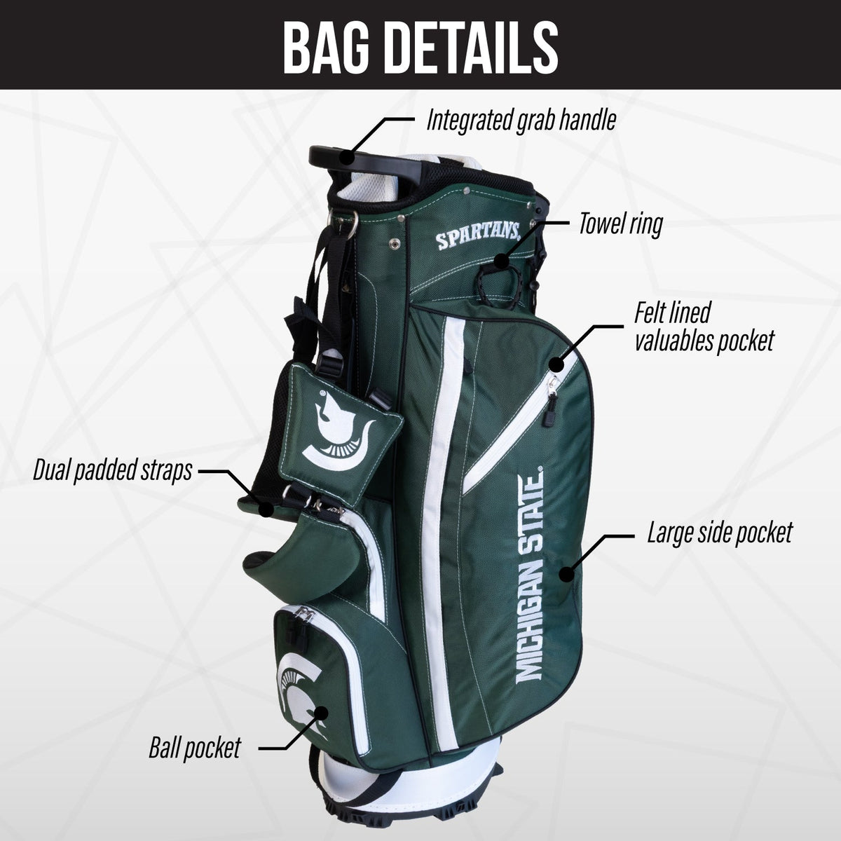 Michigan State Spartans Fairway Stand Bag - Image 3 - Club Rehab