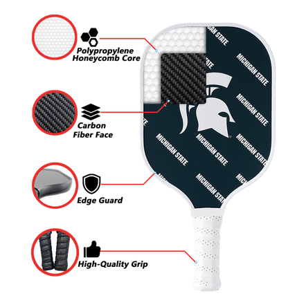 Michigan State Spartans Pickleball Paddle | Carbon Fiber Face | 12mm Core - Club Rehab