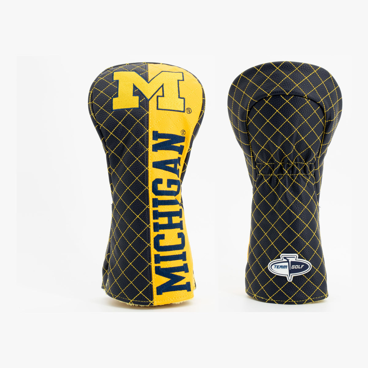 Michigan Wolverines Split Quilted Driver Headcover, front and back views
